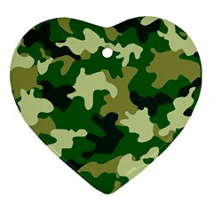 Green Military Background Camouflage Heart Ornament (two Sides) by Semog4