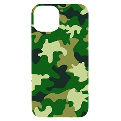 Green Military Background Camouflage Iphone 14 Black Uv Print Case by Semog4