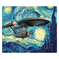 Star Trek Starship The Starry Night Van Gogh Two Sides Premium Plush Fleece Blanket (small) by Semog4
