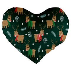 Cute Christmas Pattern Doodle Large 19  Premium Heart Shape Cushions by Semog4