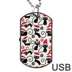 Cute Christmas Seamless Pattern Vector Dog Tag Usb Flash (two Sides) by Semog4