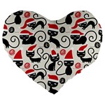 Cute Christmas Seamless Pattern Vector Large 19  Premium Flano Heart Shape Cushions Front