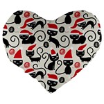 Cute Christmas Seamless Pattern Vector Large 19  Premium Flano Heart Shape Cushions Back