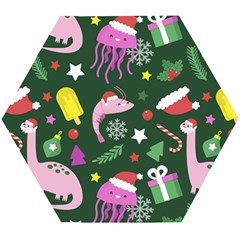 Colorful Funny Christmas Pattern Wooden Puzzle Hexagon by Semog4