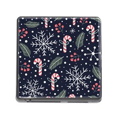 Holiday Seamless Pattern With Christmas Candies Snoflakes Fir Branches Berries Memory Card Reader (square 5 Slot) by Semog4