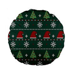 Beautiful Knitted Christmas Pattern Standard 15  Premium Flano Round Cushions by Semog4