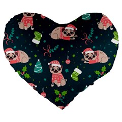 Pattern Christmas Funny Large 19  Premium Heart Shape Cushions by Semog4