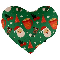Colorful Funny Christmas Pattern Large 19  Premium Heart Shape Cushions by Semog4