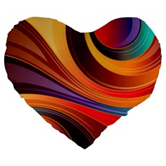 Abstract Colorful Background Wavy Large 19  Premium Heart Shape Cushions by Semog4