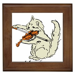 Cat Playing The Violin Art Framed Tile by oldshool