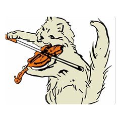 Cat Playing The Violin Art Two Sides Premium Plush Fleece Blanket (large) by oldshool