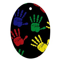 Handprints-hand-print-colourful Oval Ornament (two Sides) by Semog4