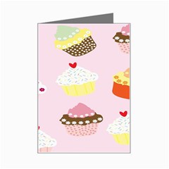 Cupcakes Wallpaper Paper Background Mini Greeting Card by Semog4