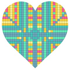 Checkerboard-squares-abstract- Wooden Puzzle Heart by Semog4