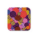 Abstract-circles-background-retro Rubber Square Coaster (4 pack)