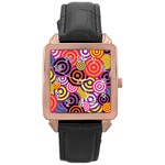 Abstract-circles-background-retro Rose Gold Leather Watch 