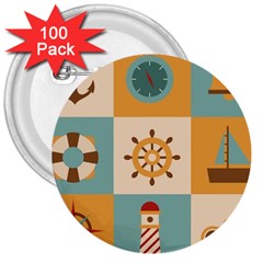 Nautical Elements Collection 3  Buttons (100 Pack) 