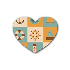 Nautical Elements Collection Rubber Heart Coaster (4 Pack)