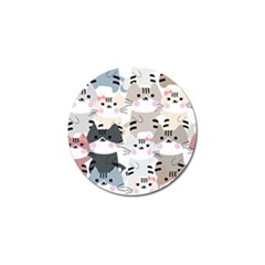 Cute Cat Couple Seamless Pattern Cartoon Golf Ball Marker by Semog4