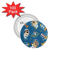 Seamless Pattern Funny Astronaut Outer Space Transportation 1 75  Buttons (100 Pack)  by Semog4