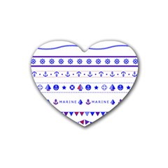 Marine Nautical Clip Art Rubber Heart Coaster (4 Pack) by Salman4z