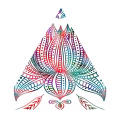 Lotus Feathers Boho Watercolor Wooden Puzzle Triangle by Salman4z
