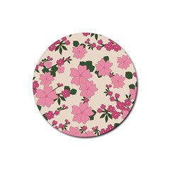 Floral Vintage Flowers Rubber Coaster (round)