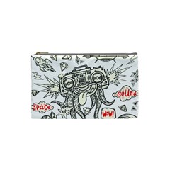 Drawing Clip Art Hand Painted Abstract Creative Space Squid Radio Cosmetic Bag (small) by Salman4z