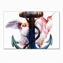 Anchor Watercolor Painting Tattoo Art Anchors And Birds Postcard 4 x 6  (pkg Of 10) by Salman4z