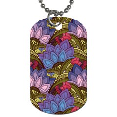Purple Red And Green Flowers Digital Wallpaper Patterns Ornament Dog Tag (one Side) by Salman4z