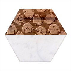 Ugly Christmas Marble Wood Coaster (hexagon)  by Salman4z