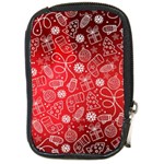 Christmas Pattern Red Compact Camera Leather Case Front