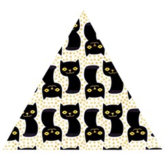 Black Cats And Dots Koteto Cat Pattern Kitty Wooden Puzzle Triangle by Salman4z
