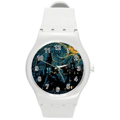 Hogwarts Castle Van Gogh Round Plastic Sport Watch (m) by Salman4z