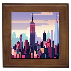 New York Skyline Cityscape Nyc New York City Landmark Framed Tile by Jancukart