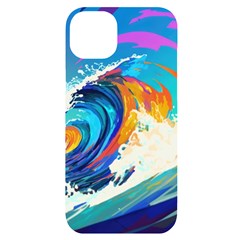 Tsunami Waves Ocean Sea Nautical Nature Water Art Iphone 14 Plus Black Uv Print Case by Jancukart