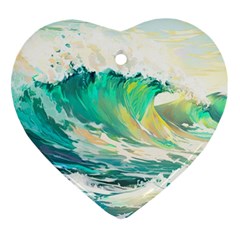 Waves Ocean Sea Tsunami Nautical 90 Ornament (heart)