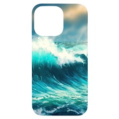 Waves Ocean Sea Tsunami Nautical Blue Iphone 14 Pro Max Black Uv Print Case by Jancukart