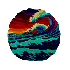 Tsunami Waves Ocean Sea Nautical Nature Water 9 Standard 15  Premium Flano Round Cushions by Jancukart