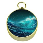 Tsunami Waves Ocean Sea Nautical Nature Water 7 Gold Compasses