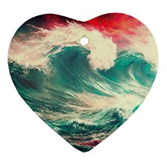 Storm Tsunami Waves Ocean Sea Nautical Nature 2 Ornament (heart)