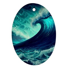 Waves Ocean Sea Tsunami Nautical Ornament (oval) by Jancukart