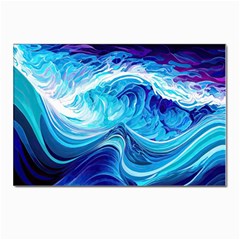 Tsunami Waves Ocean Sea Nautical Nature Abstract Blue Water Postcards 5  X 7  (pkg Of 10) by Jancukart