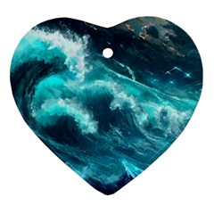 Thunderstorm Tsunami Tidal Wave Ocean Waves Sea Ornament (heart)