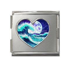 Tsunami Waves Ocean Sea Nautical Nature Water Mega Link Heart Italian Charm (18mm) by Jancukart