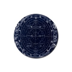 Vintage Astrology Poster Rubber Coaster (round)