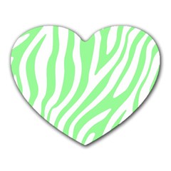 Green Zebra Vibes Animal Print  Heart Mousepad by ConteMonfrey