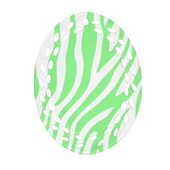 Green Zebra Vibes Animal Print  Ornament (oval Filigree) by ConteMonfrey