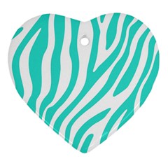 Blue Zebra Vibes Animal Print   Ornament (heart) by ConteMonfrey