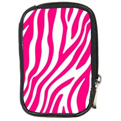 Pink Fucsia Zebra Vibes Animal Print Compact Camera Leather Case by ConteMonfrey